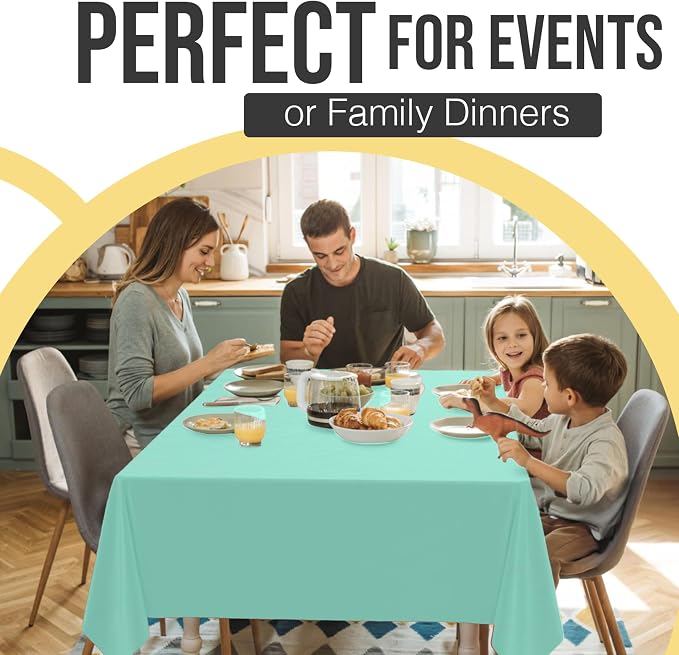 Exquisite Mint Rectangle Tablecloth 54"x108" - 48 Pack | Plastic Tablecloth, Disposable Table Covers Rectangle for Parties, Weddings, Holidays & Party Supplies - Image 7