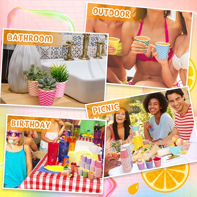 Thenshop 1000 Pcs Disposable Paper Cups Small,Wave,Multicolor | 3.7 oz Cold Beverage Drinking Cups, Mini Mouthwash for Parties Picnic Coffee Travel Events Barbecues and Event, 10 Colors - Image 7