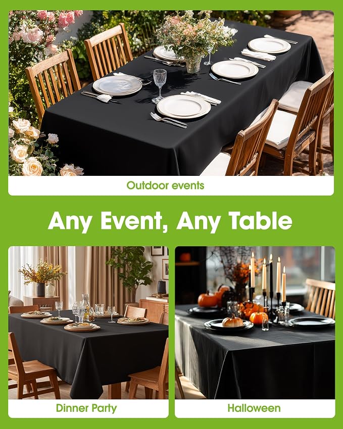 Pureegg Polyester Tablecloth 60" x 84" Reusable & Washable 12 Pack Black | Durable, RectangleTable Cloth , for Outdoor Party, Picnic, Wedding, Banquet, Birthday - Image 9