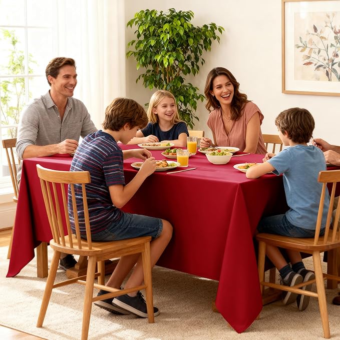 6-Pack Red Tablecloths for Rectangle Tables, 90 x 132 Inches | Stain-Resistant Polyester Fabric for 8 Foot Tables - Washable Table Covers for Weddings, Banquets, Birthday Parties, Events - Image 9
