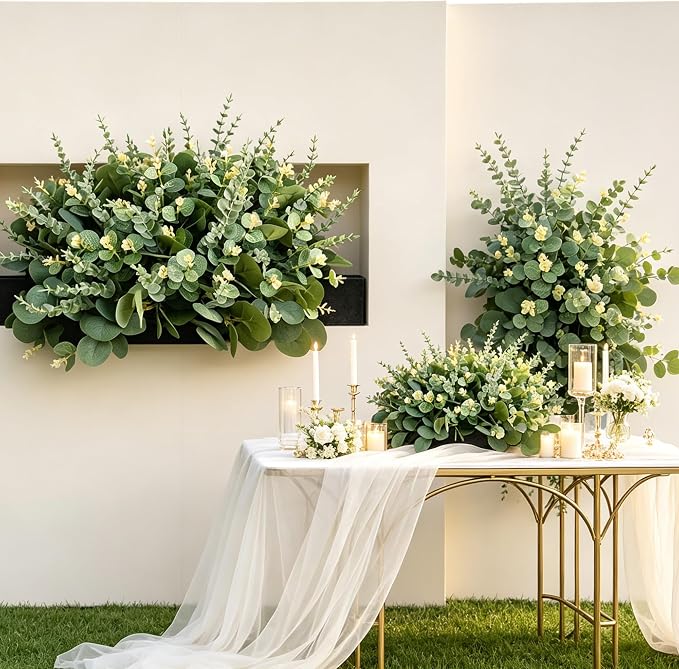 180 PCS 3 Kinds Mixed Eucalyptus Stems Bulk Greenery Stems for Centerpieces | Artificial Plants for Wedding Essentials, Wedding Centerpieces for Tables, Eucalyptus Garland and Vase Fillers - Image 8