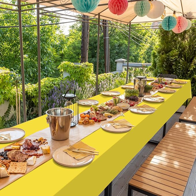 16Pack Yellow Plastic Tablecloth for Rectangle Tables, Premium Decorative Yellow Disposable Table Cloths for Parties, Rectangle Party Table Cover for Birthday Wedding Baby Shower Festivals, 54x108Inch - Image 7