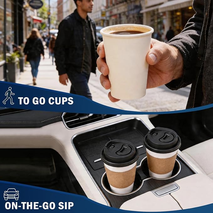 MOUMOULIFE Disposable Paper Coffee Cups 12 oz 1000 Count Bulk, Leak-Proof White Hot/Cold Cups for Office, Party, Home, Travel, Business Events - Image 7