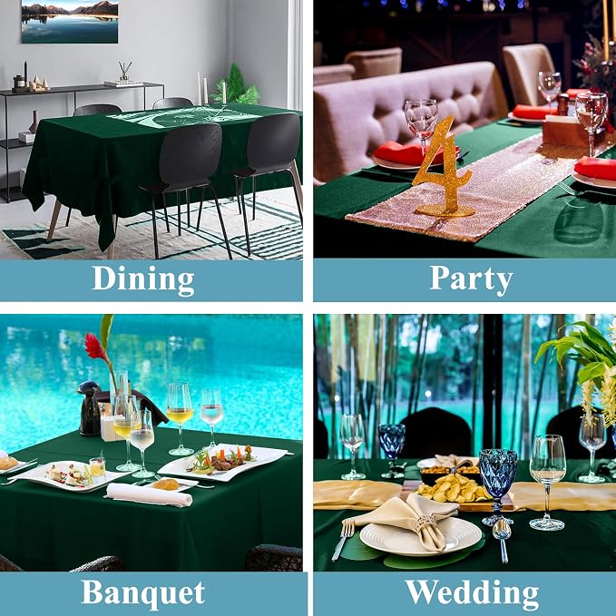 VidaFete 10 Pack 90 * 132inch Green Rectangle Tablecloth for 6ft Tables | Stain & Wrinkle Resistant Polyester Rectangular Table Cloth for Kitchen Dining Wedding Banquet Decoration - Image 6