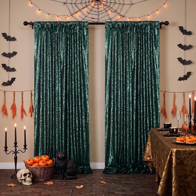 Green Sequin Backdrop Curtains,2 Panels 3FTx8FT Curtain Backdrop for Party - Image 6
