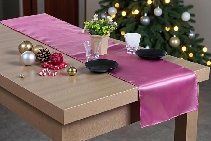 Pack of 10 Satin Table Runners 12 x 108 Inch Long Wedding Sateen Bright Silk Smooth Table Runner for Wedding Reception Birthday Graduation Party Event Banquet Dinner Decoration - Dusty Pink - Image 7
