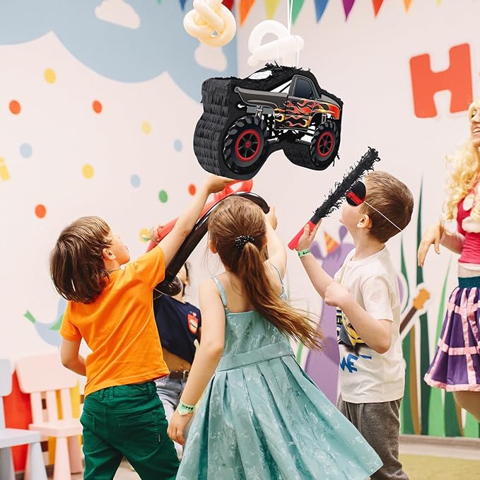 Car Pinata with Stick & Blindfold Mexican Pinata Game for Boy Truck Party Decorations Car Theme Birthday Carnival Party Supplies