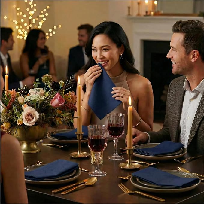 AMERICAN HOMESTEAD Paper Napkins - Navy Blue Disposable Linen-Like Dinner Napkins - Restaurant-Quality Table Serviettes for Weddings, Parties, and Events - 15.75" x 15.75" - 50 Count - Image 6