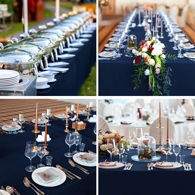 6 Pack Navy Blue Rectangle Tablecloths 90x132 Inch for 6ft Tables | Washable Decorative Linen Polyester Table Cover for Dining Tables, Banquets Buffets Parties and Weddings - Image 8