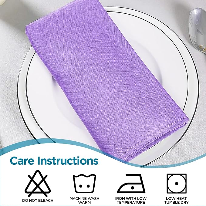 Leading Linens 50 pcs Lavender 20"x20" Polyester Cloth Napkins | Premium, soft, & durable square linen napkins, perfect for weddings, dining, restaurants, & parties. Washable. - Image 6