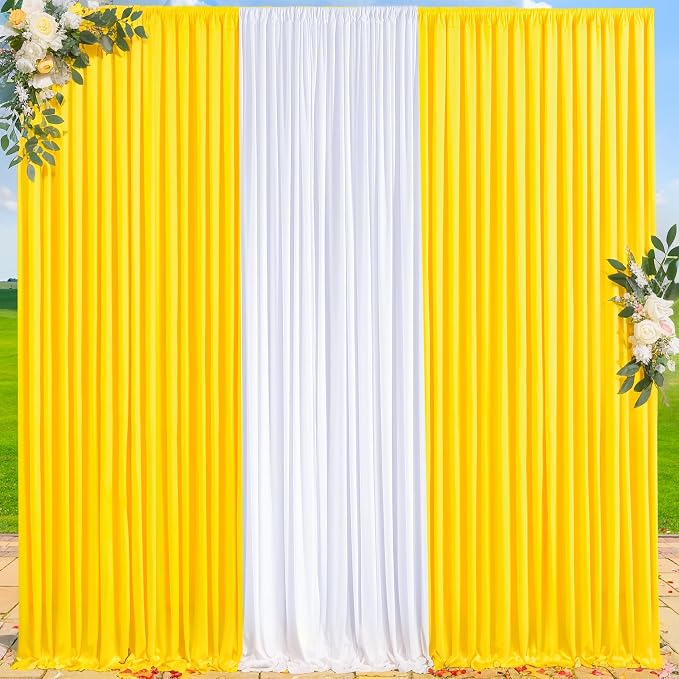 10ft x 10ft Yellow Backdrop Curtain for Parties Yellow Wrinkle Free Backdrop Drapes Panels for Birthday Party Baby Shower Wedding Photo Photography Polyester Fabric Background Decoration - Image 9