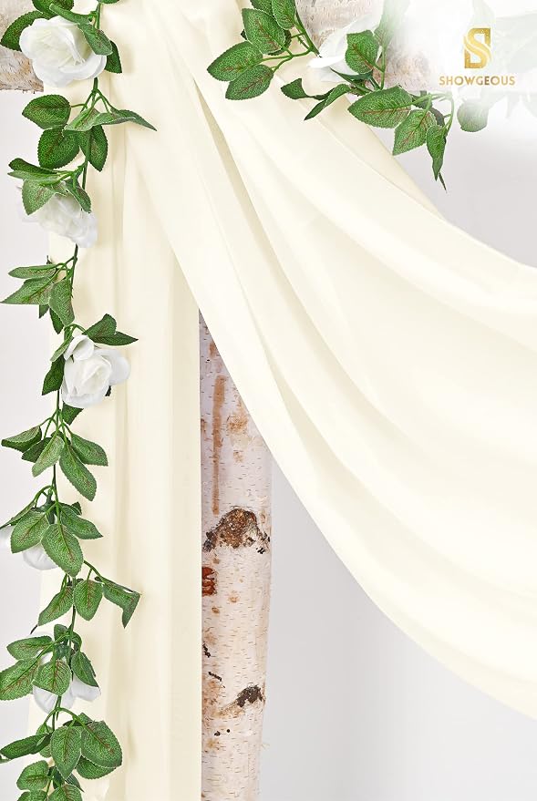 Showgeous Wedding Arch Draping Fabric Ivory Chiffon Fabric Drapes - Image 8
