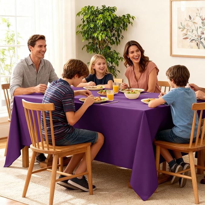 10-Pack Purple Tablecloths for Rectangle Tables, 70 x 120 Inches | Stain-Resistant Polyester Fabric for 6 Foot Tables - Washable Table Covers for Weddings, Banquets, Birthday Parties, Events - Image 9