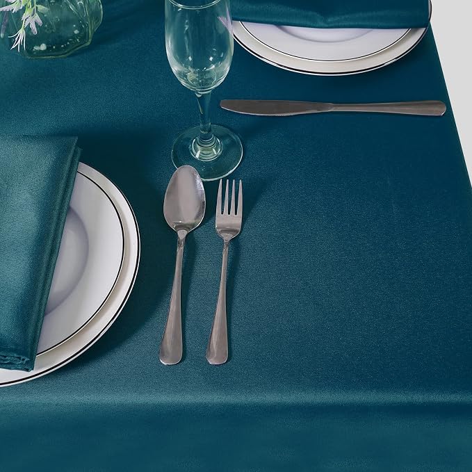 Cupuamon Square Tablecloth 90x90 inch Washable Polyester Fabric Table Cloth for Wedding Party Dining Banquet Decoration(90x90,Peacock Blue) - Image 7