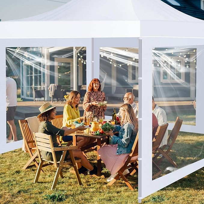 3 Pcs Clear Canopy Sidewalls with Black Storage Bag Window Sidewall for 10 x 10 Inch Tent Waterproof Shade Wall, Sunwalls Only, Canopy Tent Not Included, No Zipper(White)