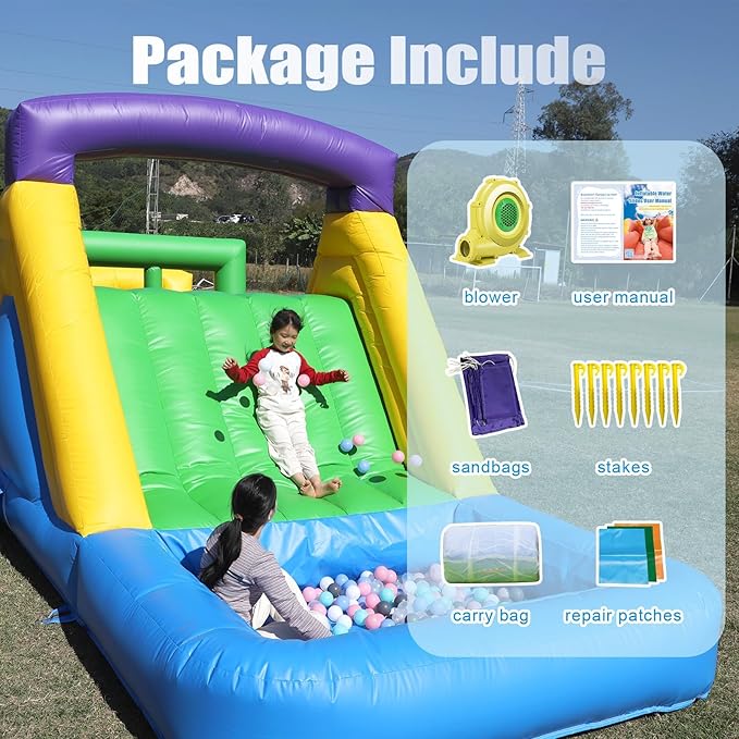22FT Commercial Grade Bounce House for Adult, (Heavy Duty PVC) (Splash Big Water Pool) (1100W UL Blower) Inflatable Obstacle Course with Slide, Ball Pit, Large Backyard Lawn Party Game