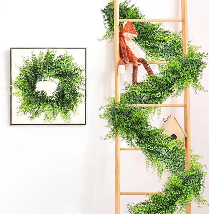 ECOOPTS 21 Pack 20" Artificial Flowers Greenery Garland Hanging Floral Vines Hanging Plants Faux Eucalyptus Leaves Vines for Wedding Arch Wall Table Party Outdoor Festival Decor (Green) - Image 7