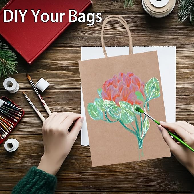 OEMVALATY 300 Pack 5.9x3.2x8.3 Inch Small Brown Paper Bags with Handles Bulk, Kraft Paper Gift Bags for Birthday Party Favors Grocery Retail Business Shopping Merchandise Blank Craft Sacks (300Pcs) - Image 8