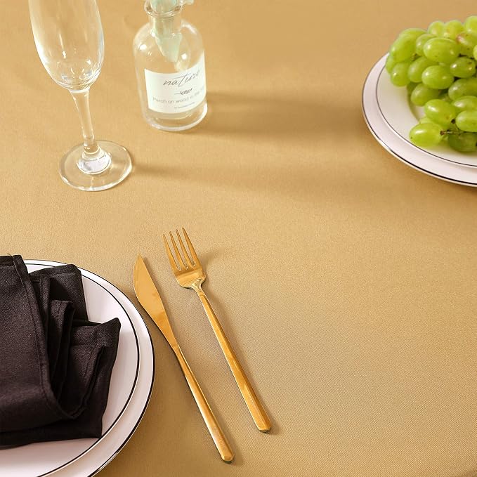 Cupuamon 90 inch Round Tablecloth Washable Polyester Table Cloth Decorative Table Cover for Wedding Party Dining Banquet(90 inch,Gold) - Image 7