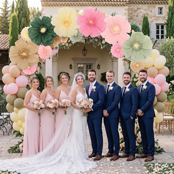 Lerheedi 12 Pcs 31.5" 20" Morandi Color Giant Tissue Paper Flower Decoration Extra Large Wall Crepe Paper Flower Pom Poms Church Floral Decoration for Mexican Fiesta Wedding Bridal Shower Decor - Image 7