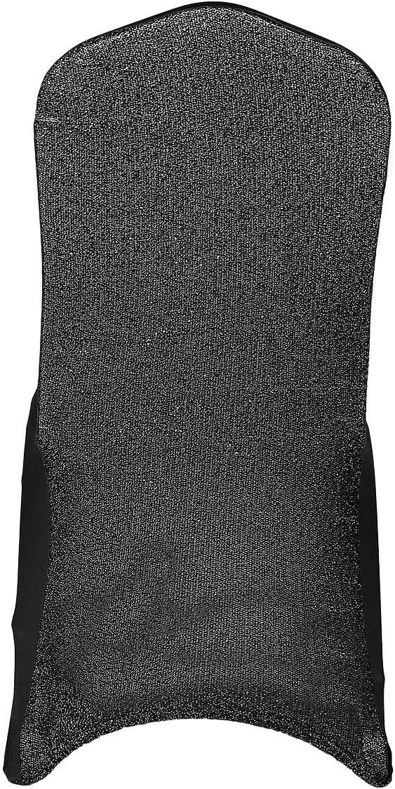 TABLECLOTHSFACTORY 20 PCS Black Spandex Stretch Banquet Chair Cover With Metallic Glitte Dinning Event Slipcover For Wedding Party Catering - Image 9
