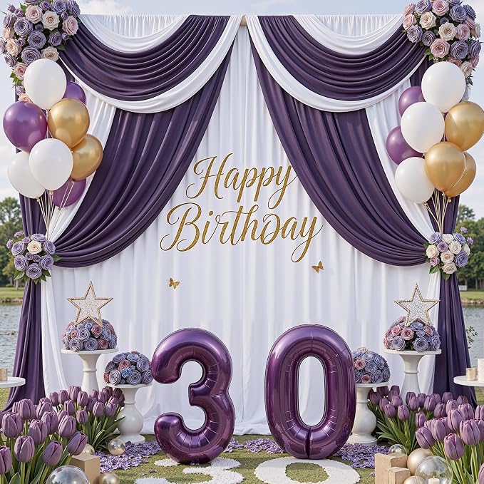 40x10ft White Backdrop Curtains for Parties, 8 Panels 5x10ft Wrinkle-Free Polyester Background Curtains for Wedding, Birthday, Baby Shower,Graduation, Decorations - Image 6