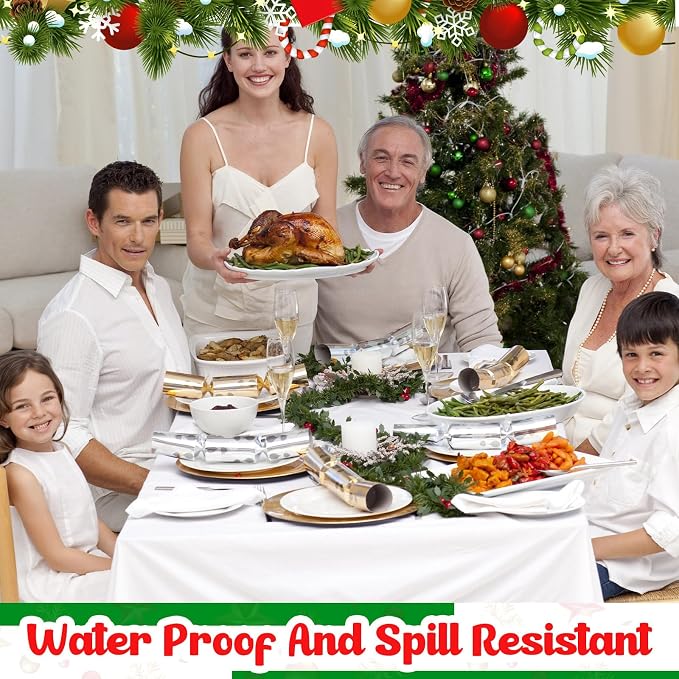 Patelai 12 Pcs Christmas Tablecloth Disposable Plastic Table Cover for Rectangle Tables Red Green White Table Cloth for Xmas Christmas Party Decorations, 60 x 102 Inch - Image 7