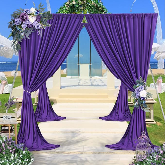 20ft×10ft Wrinkle Free Dark Purple Backdrop Curtain for Party, 4 Panels 5ft×10ft Soft Silky Polyester Purple Photo Backdrop Drapes for Birthday Baby Shower Wedding Photography - Image 8