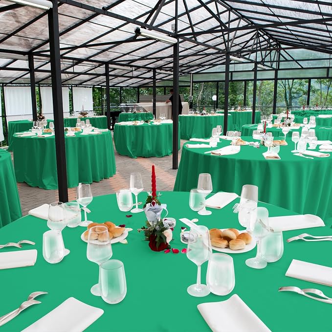 16 Pack Green Plastic Tablecloth for Round Tables, Premium Decorative Green Disposable Table Cloths for Parties, Round Party Table Cover for Birthday Anniversary Graduation Picnic Party, 84 Inch - Image 7