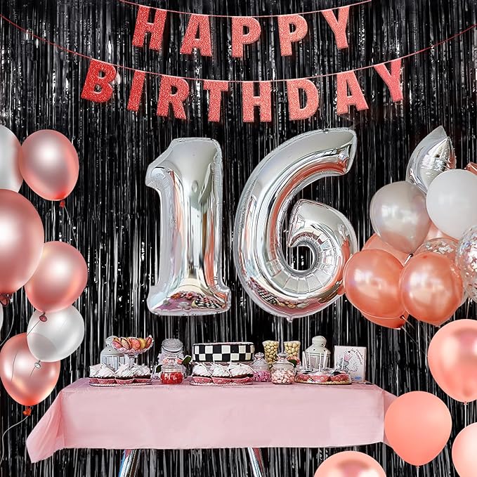 Black Metallic Tinsel Foil Fringe Curtains, 4 Pack 3.3x8.3 Feet Party Streamer Curtains for Birthday Party Decorations, Halloween Decor, Foil Curtain Backdrop for Bachelorette Party