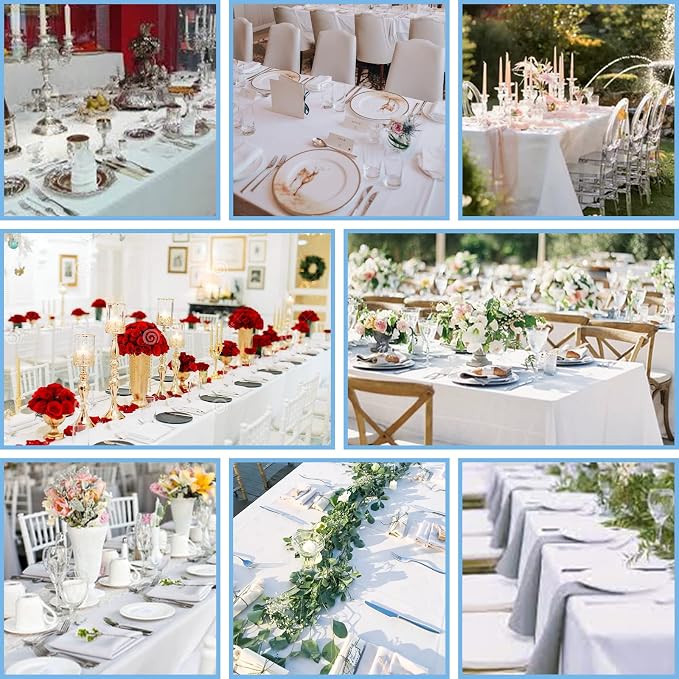 Kesfey 2 Packs White Table Cloths Rectangle 60 x 84 inch Washable Polyester Fabric White Tablecloths for 4 Feet Tables Stain and Wrinkle Resistant Reusable Table Covers for Parties Wedding Banquet - Image 7