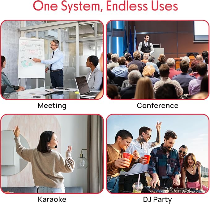 Pyle Dual Channel Wireless Microphone System - VHF Fixed Dual Frequency Wireless Mic Receiver Set with 2 Lavalier, 2 Headset Mics, 2 Transmitter, Receiver - For PA, Karaoke, Dj Party - Pyle PDWM2145