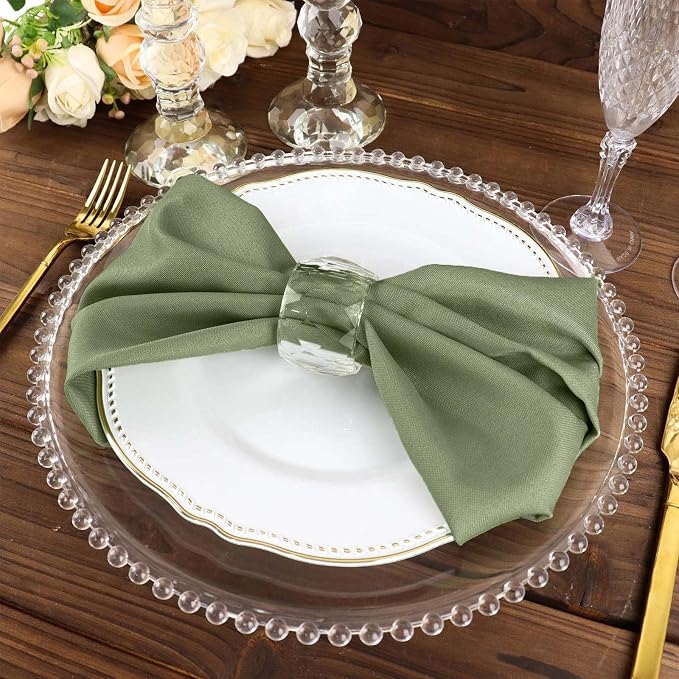 Tableclothsfactory Premium Pack of 5 Eucalyptus Sage Green Premium 17" x 17" Washable Polyester Napkins Great for Wedding Party Restaurant Dinner Parties - Image 9