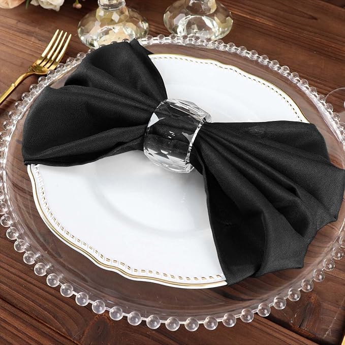 Tableclothsfactory Premium Pack of 100 Premium Black 20" x 20" Washable Polyester Napkins Great for Wedding Party Restaurant Dinner Parties for Party & Decorations - Image 8