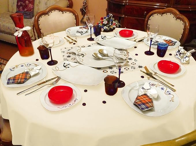 YMHPRIDE 6 Pack Beige Tablecloths - 120 Inch Polyester Round Table Covers, Washable Fabric for Wedding, Party, Dining, Banquet - Image 7
