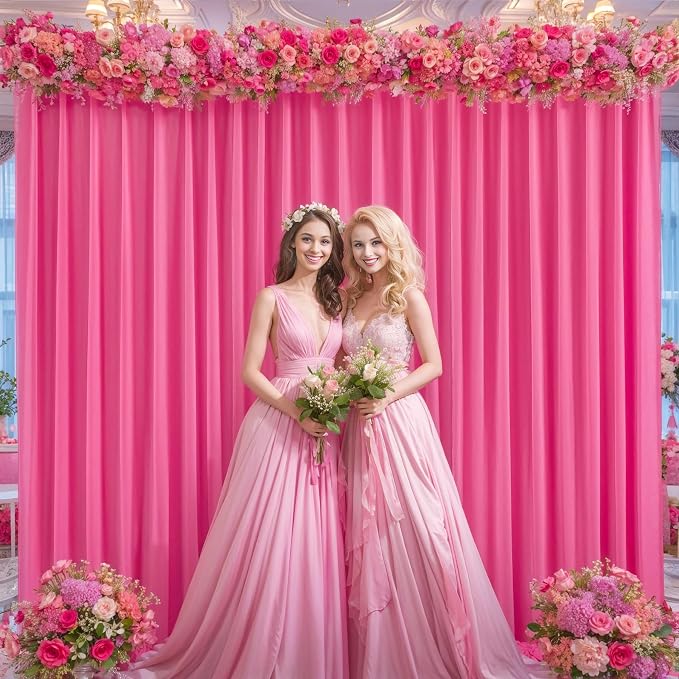 Hot Pink Backdrop Curtains 32 x 10 ft for Photo Background Wrinkle-Free | Soft Polyester Fabric,Natural Drape,Top Rod Pocket,Washable & Reusable,For Wedding Birthday Party Decor,4ft x 10ft 8 Panels - Image 9