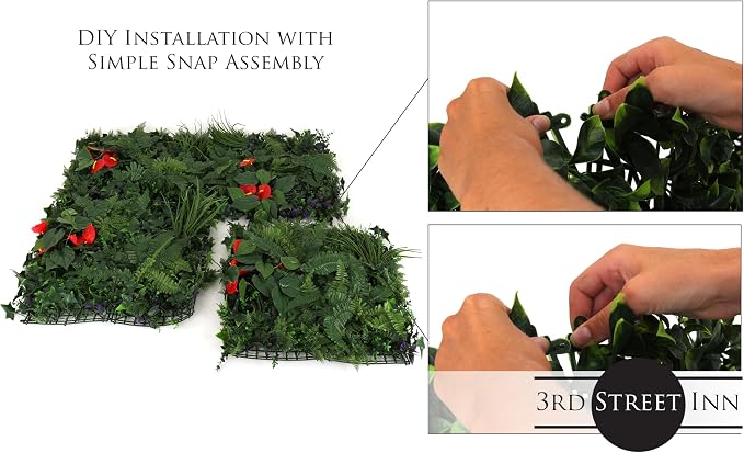 3rd Street Inn Artificial Greenery Wall Panels, 12-Pack | Privacy - Image 6