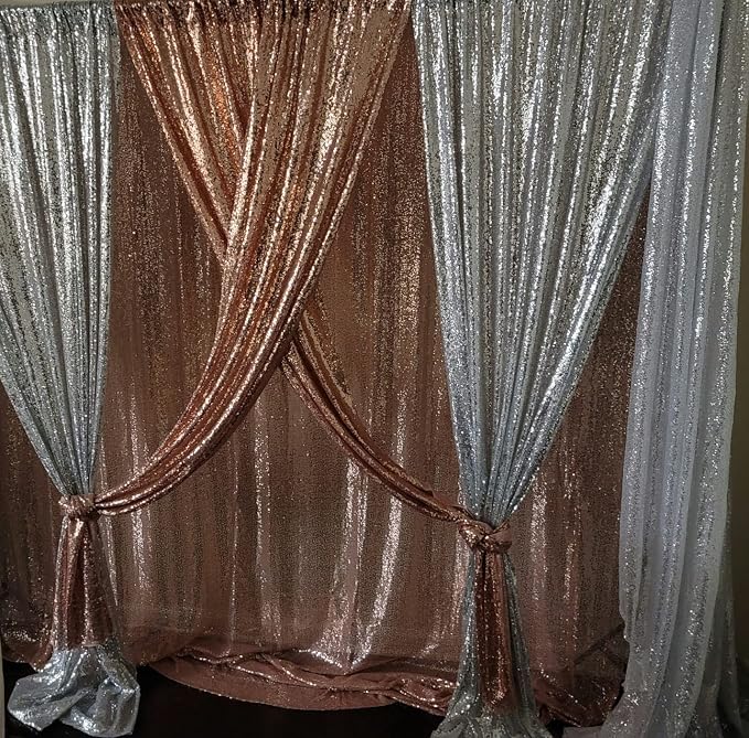 10x10FT Rose Gold Sequin Backdrop Curtain for Party Decorations - Image 8