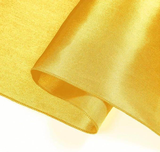 SI Pack of 15 Wedding 12 x 108 inch Satin Table Runner for Wedding, Decorations for Graduations, Engagements, Birthday Parties, Banquets, Runners fit Rectangle, Round Table - Yellow Gold - Image 8