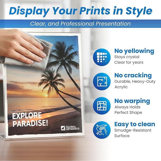 Azar Displays 112718 8" W x 10" H Vertical L-Shaped Sign Holder (10 Pack) - Image 7