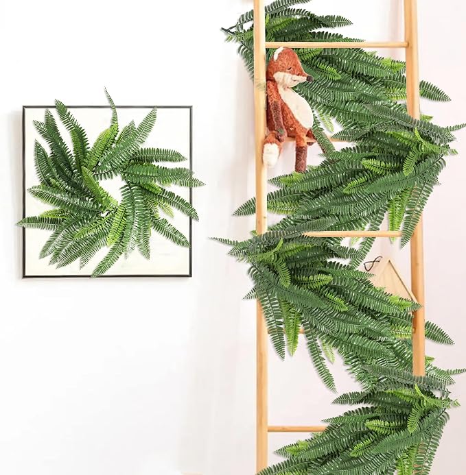 ECOOPTS 15 Pack 20" Artificial Flowers Greenery Garland Hanging Floral Vines Hanging Plants Faux Eucalyptus Leaves Vines for Wedding Arch Wall Table Party Outdoor Festival Decor (Dark Green) - Image 7