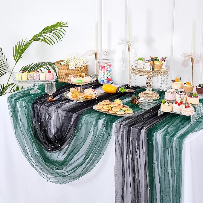 Gauze Tulle Table Runner Pearl Fabrics Sheer Veil Dessert Chiffon Pearl - Image 11