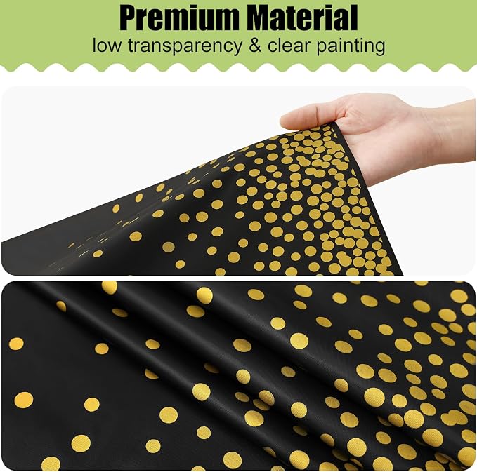 Smiry Disposable Table Cloth - 10 Pack, 54 x 108 Inch Waterproof Rectangle Tablecloths for Parties, Decorative Plastic Table Cover, Leakproof & Sturdy, Black & Gold - Image 8