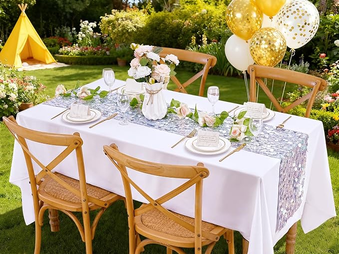 12"x72" Rainbow Sequin Table Runner - 5 Pack Iridescent Table Runners for Garden Party Bridal Shower Reception Celebration Decorations - Image 8