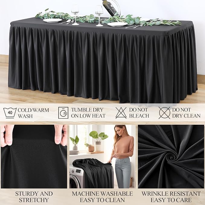 Shillance 2 Pack Black Table Clothes for 8 Foot Rectangle Tables, Premium Polyester Rectangle Tablecloth Wrinkle Resistant Washable Table Cover for Wedding, Party, Dining,Banquet,Buffet Tables - Image 9