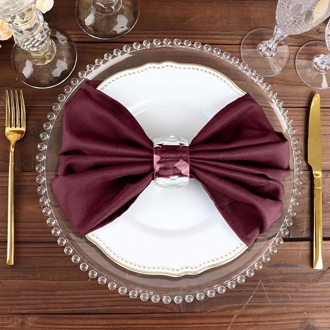 Tableclothsfactory Premium 100 Pack | Burgundy Seamless Cloth Dinner Napkins, Reusable Linen | 20"x20" for Party & Decorations - Image 8