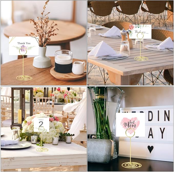 12 Pieces Note Card Photo Holder, Table Number Holders for Weddings, 120 mm Photo Name Card Holders, Place Memo Card Holder for Banquets, Parties, Restaurants - Image 7