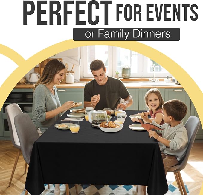 Exquisite 66% Thicker Premium Plastic Table Cloth Rectangle Table Cover 0.5 Mil 24 Pack Black Table Cloth 54 Inch x 108 Inch Disposable Tablecloth Won't Tear Easily Like Cheap Thin Brands - Image 7