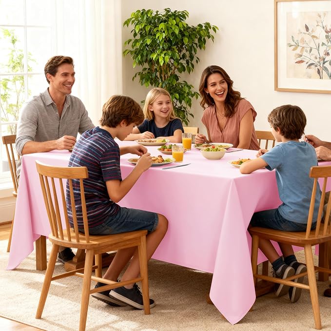 10-Pack Pink Tablecloths for Rectangle Tables, 70 x 120 Inches | Stain-Resistant Polyester Fabric for 6 Foot Tables - Washable Table Covers for Weddings, Banquets, Birthday Parties, Events - Image 9