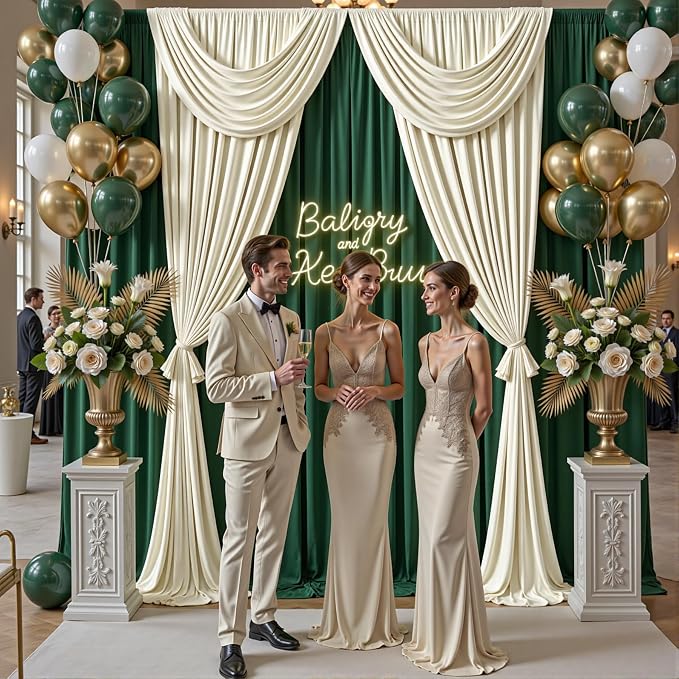 40x10ft Hunter Green Backdrop Curtains for Parties, 8 Panels 5x10ft Wrinkle-Free Polyester Background Curtains for Wedding, Birthday, Baby Shower,Graduation, Decorations - Image 7